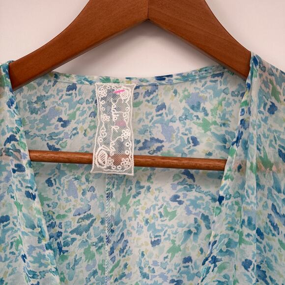 Sadie & Sage The Flask & Feel Sheer Kimono Tie Wrap Top // M - Picture 9 of 13